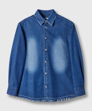 데미지 워싱 데님 셔츠