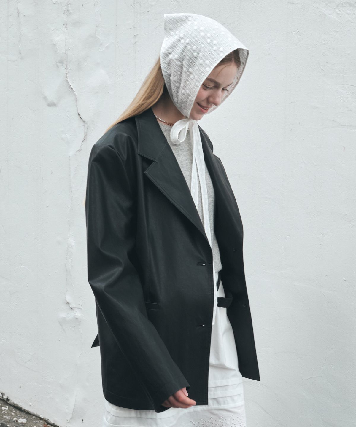 논로컬(NONLOCAL) Faux Leather Oversize Jacket - Black