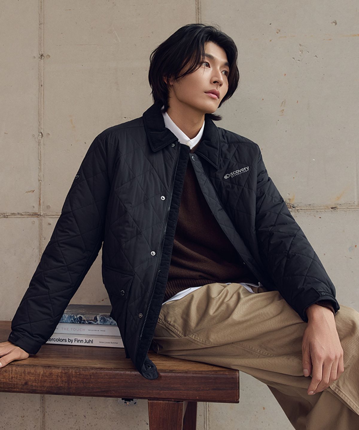 디스커버리 익스페디션(DISCOVERY EXPEDITION) 남성 퀼팅 사파리 워크 자켓 (BLACK)