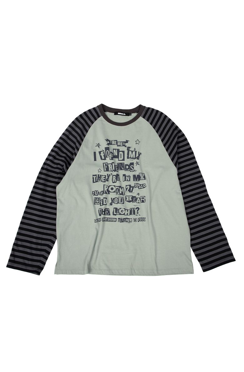 LETTERING STRIPED RAGLAN TOP [MINT]