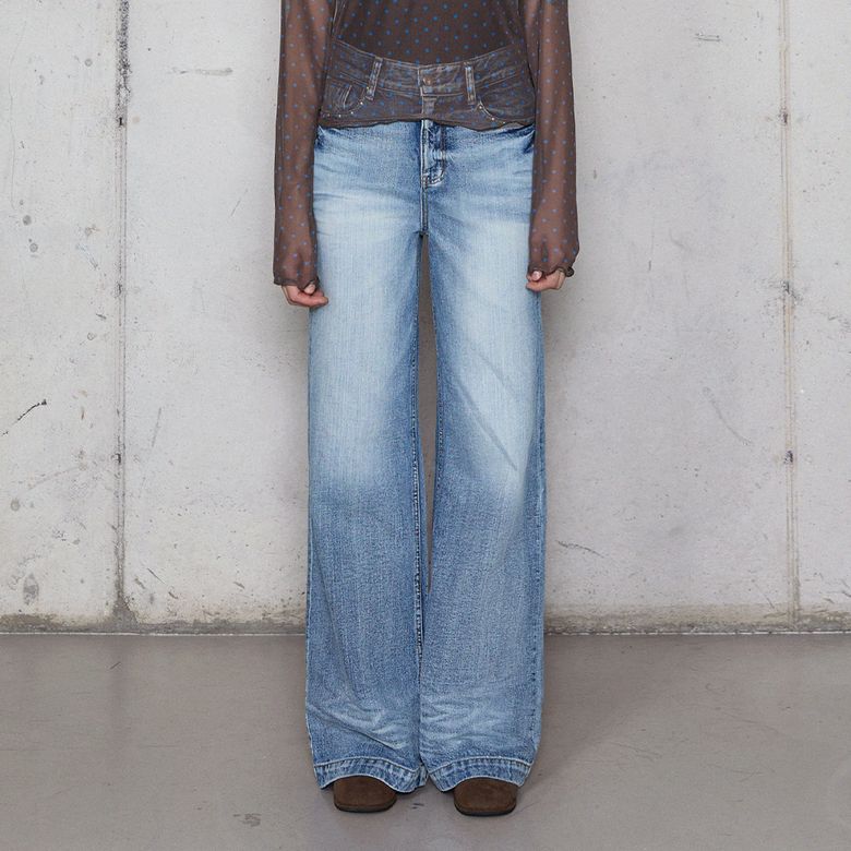STUD SEMI-WIDE DENIM PANTS LIGHT BLUE 데님 팬츠 BR4DP007