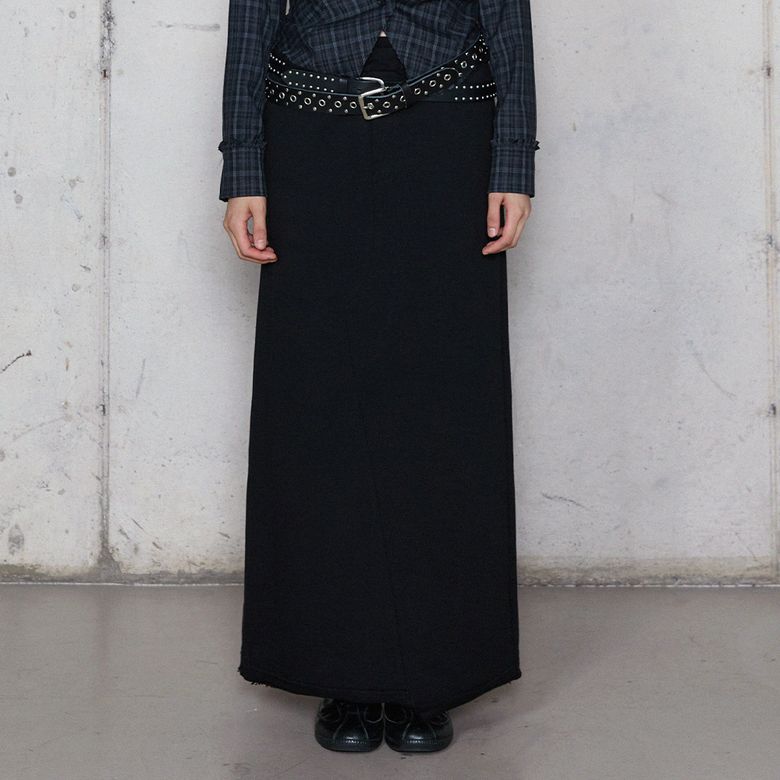 BACK SLIT LONG SWEAT SKIRT BLACK 스웨트 스커트 BR4CS003