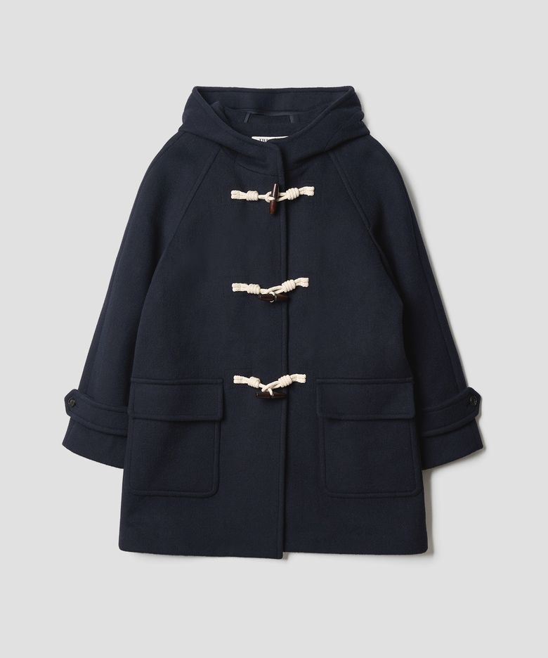 WOOL HOODED DUFFLE COAT NAVY