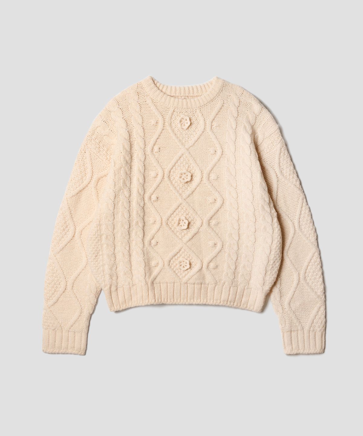 튜드먼트(TTUDEMENT) CHUNKY CABLE KNIT IVORY