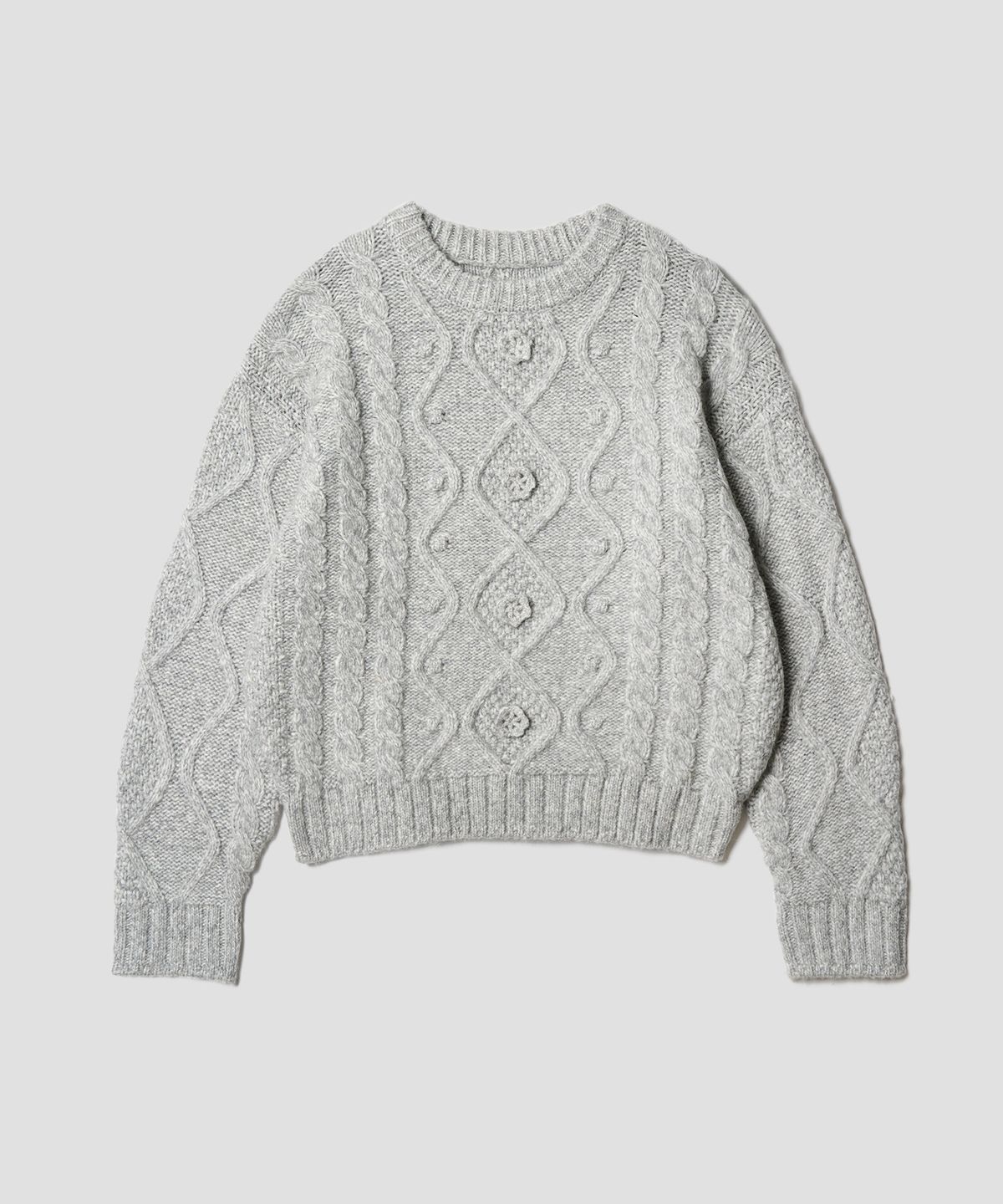 튜드먼트(TTUDEMENT) CHUNKY CABLE KNIT MELANGE GREY