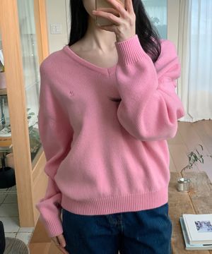 ESSENTIAL WOOL V-NECK KNIT 4COLORS