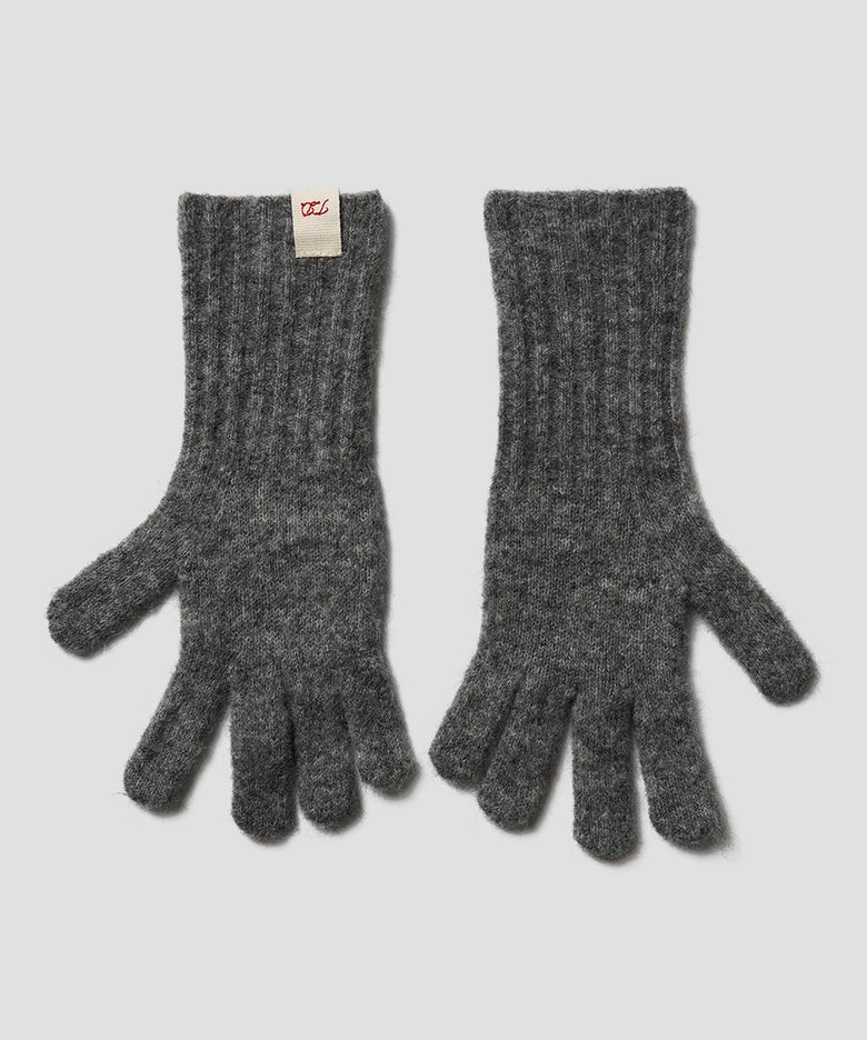 ALPACA WOOL KNIT GLOVES MELANGE GREY
