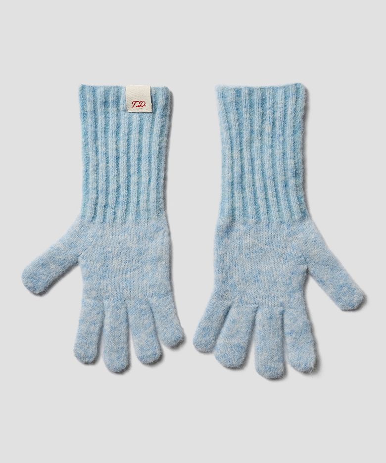 ALPACA WOOL KNIT GLOVES LIGHT BLUE