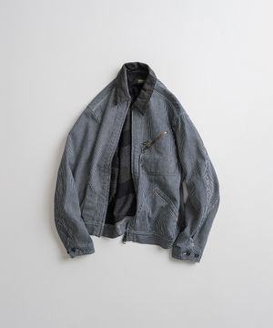 WASHED LEATHER COLLAR SPORTS JACKET hickory