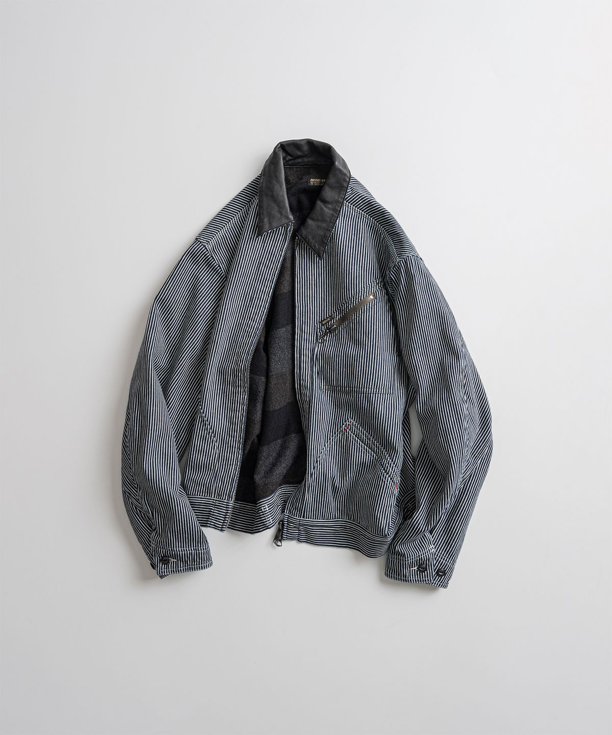 비헤비어(BEHEAVYER) WASHED LEATHER COLLAR SPORTS JACKET hickory