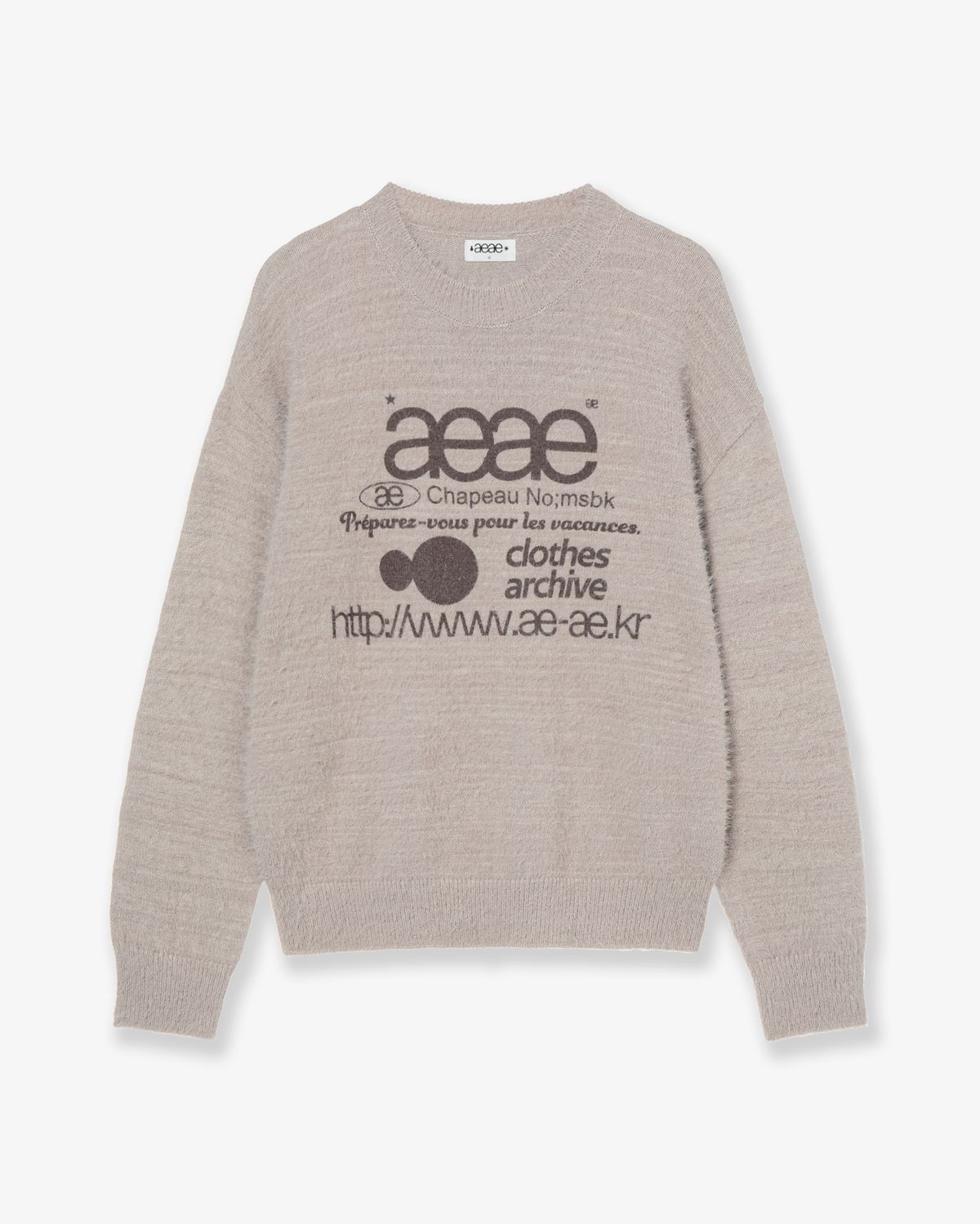 에이이에이이(AEAE) WEB LOGO KNIT PULLOVER [TAUPE]