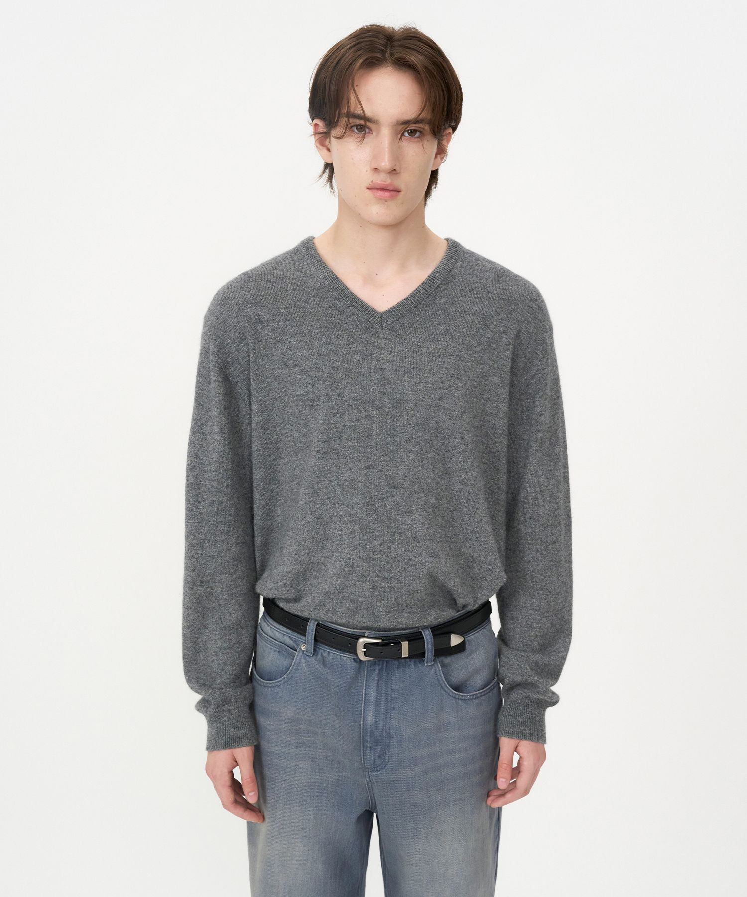 MUSINSA | INSILENCE High gauge V-neck knit GREY