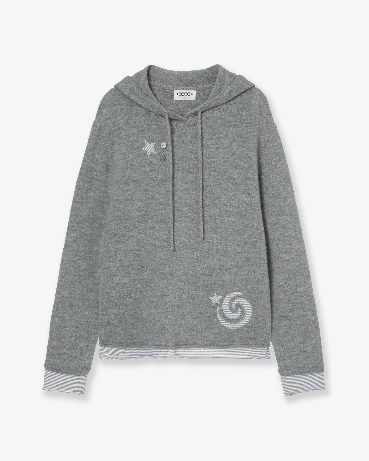 에이이에이이(AEAE) LAYERED KNIT HOODIE [GREY]