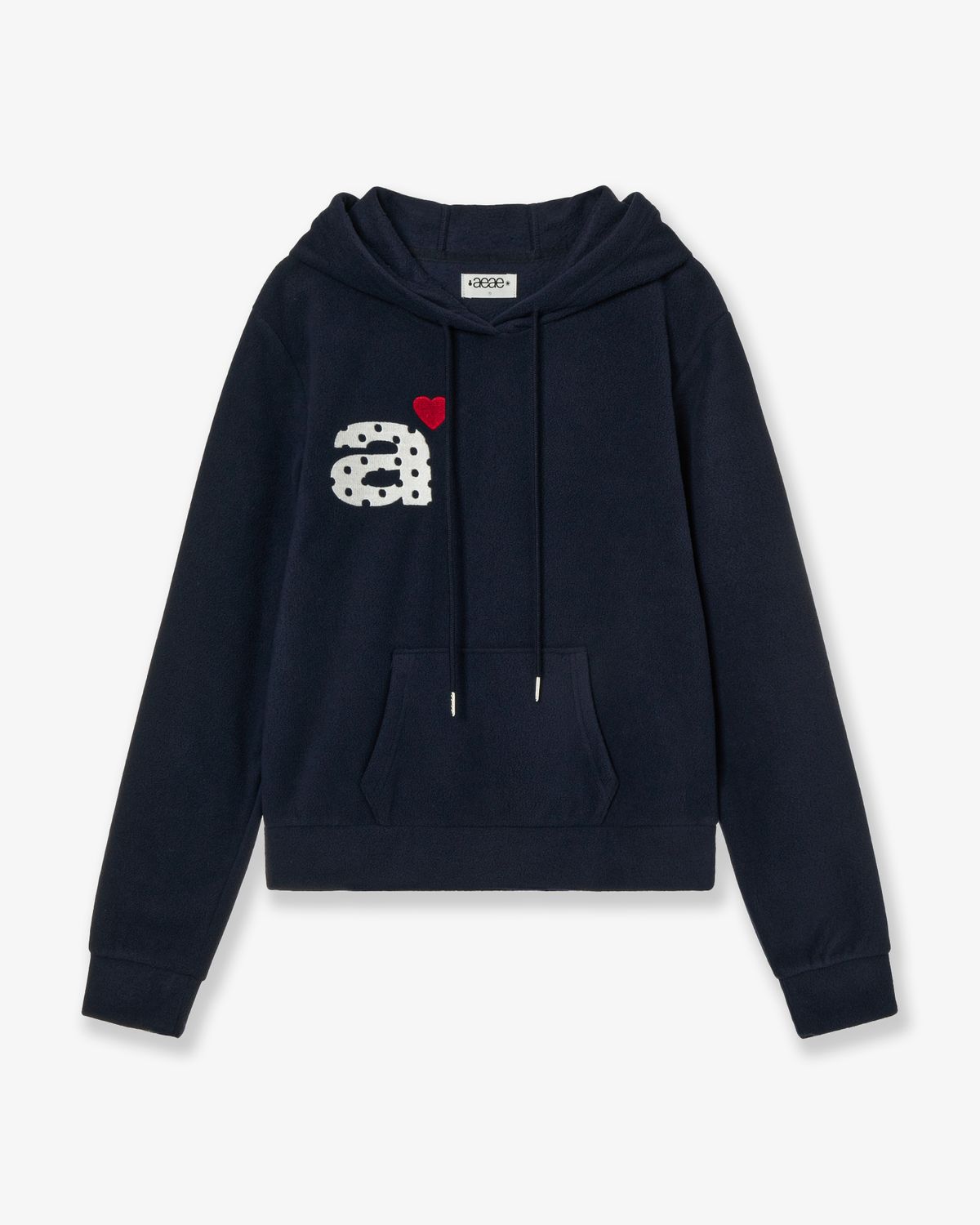 에이이에이이(AEAE) DOT SMALL LETTER FLEECE HOODIE [NAVY]