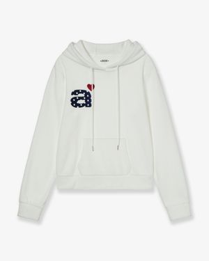 DOT SMALL LETTER FLEECE HOODIE [WHITE]