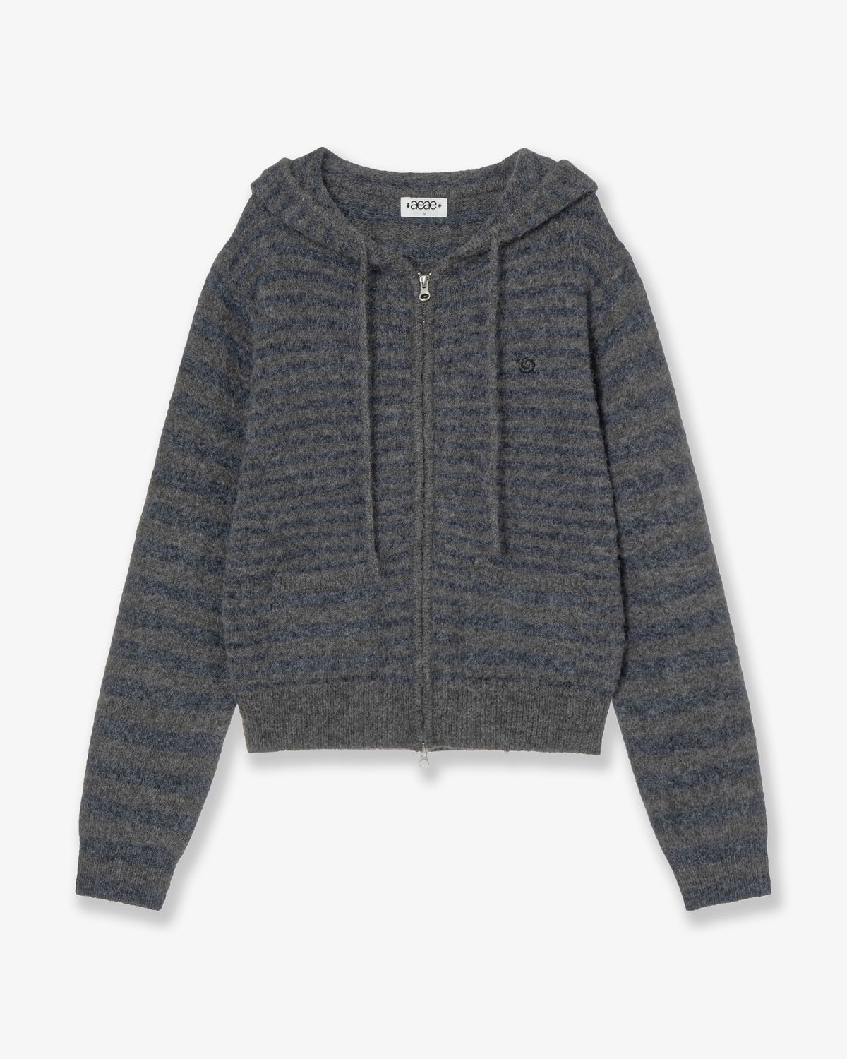 에이이에이이(AEAE) STRIPE HOOD KNIT ZIP UP [NAVY]
