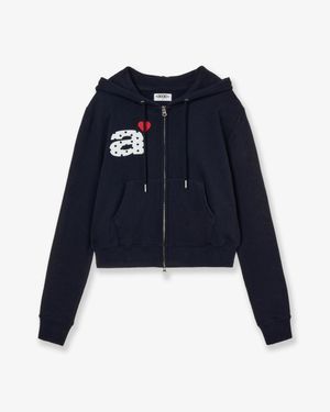 DOT SMALL LETTER CROP HOOD ZIP UP [NAVY]