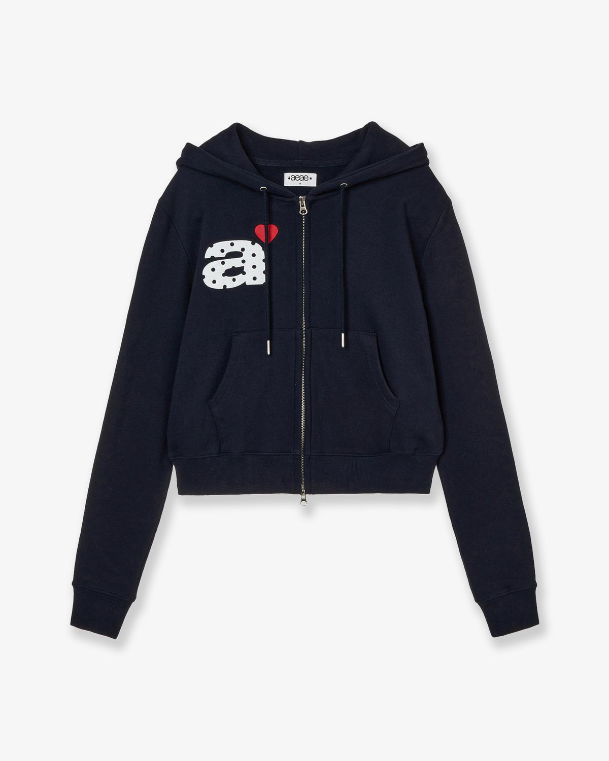 에이이에이이(AEAE) DOT SMALL LETTER CROP HOOD ZIP UP [NAVY]