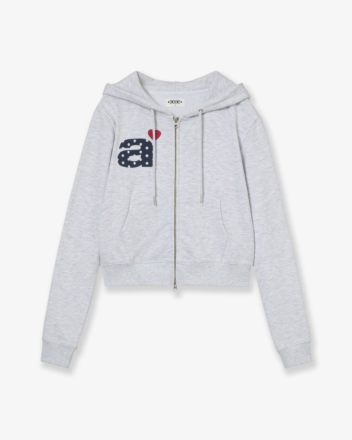에이이에이이(AEAE) DOT SMALL LETTER CROP HOOD ZIP UP [LIGHT GREY]