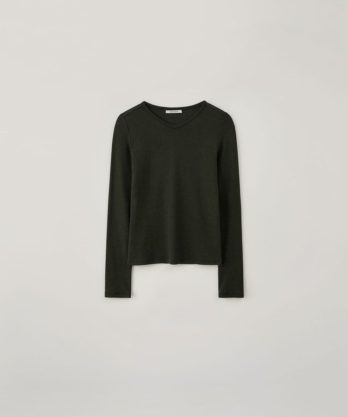 블랭크룸 우먼(BLANKROOM HER) 로우 브이 넥 티_MOSS GREEN
