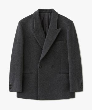 울 100 하프 코트 차콜