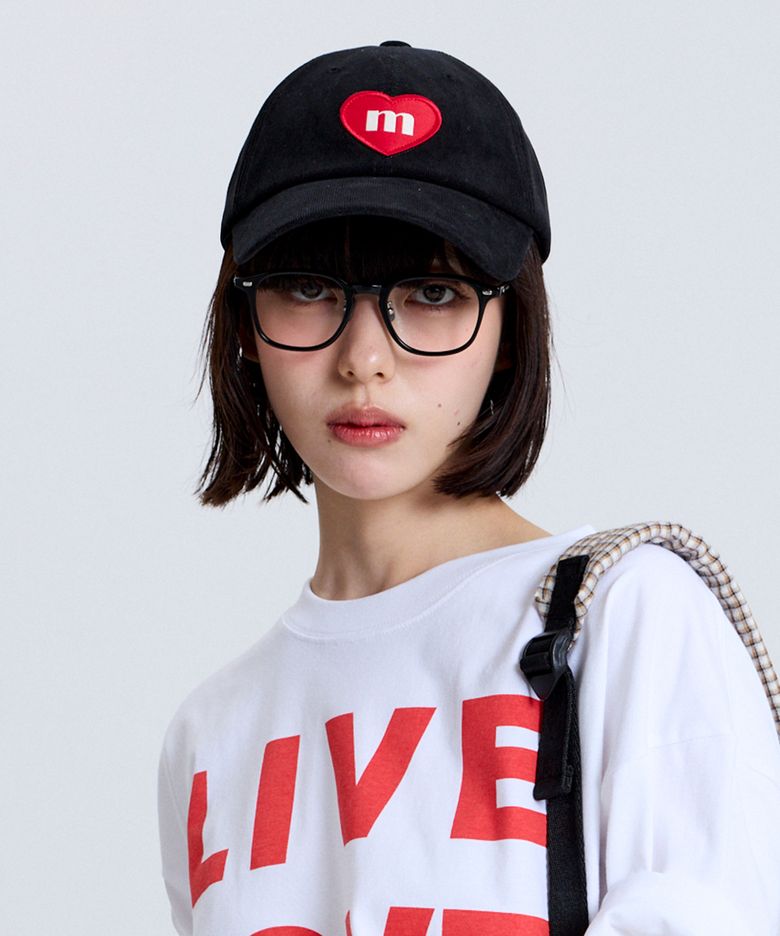 CORDUROY HEART DEEP BALL CAP BLACK