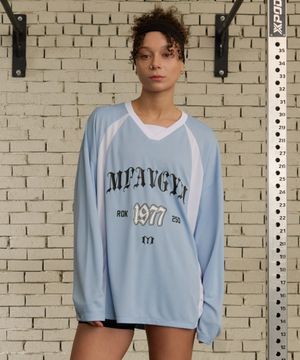 스플라이스 매쉬 롱 슬리브 스카이블루