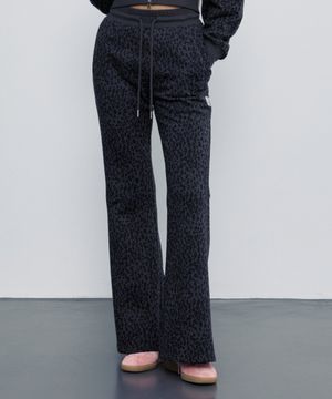 레오파드 부츠컷 팬츠 차콜