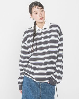 FF STRIPE RUGBY L/S TEE(CHARCOAL)