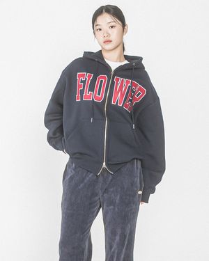 FLOWER ZIP UP HOOD(NAVY_WINE)