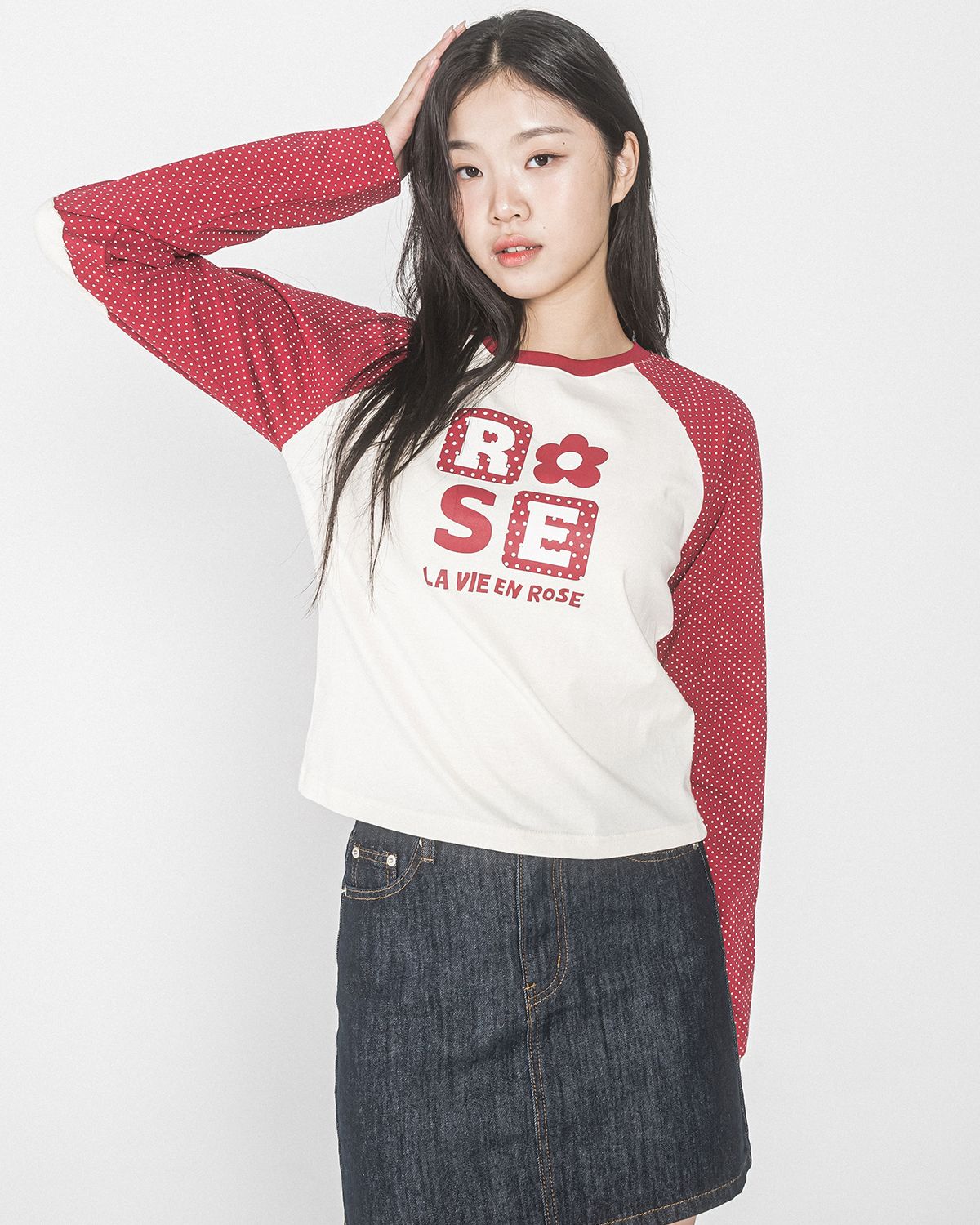 해비즘(HAVISM) DOT ROSE RAGLAN L/S TEE(RED)