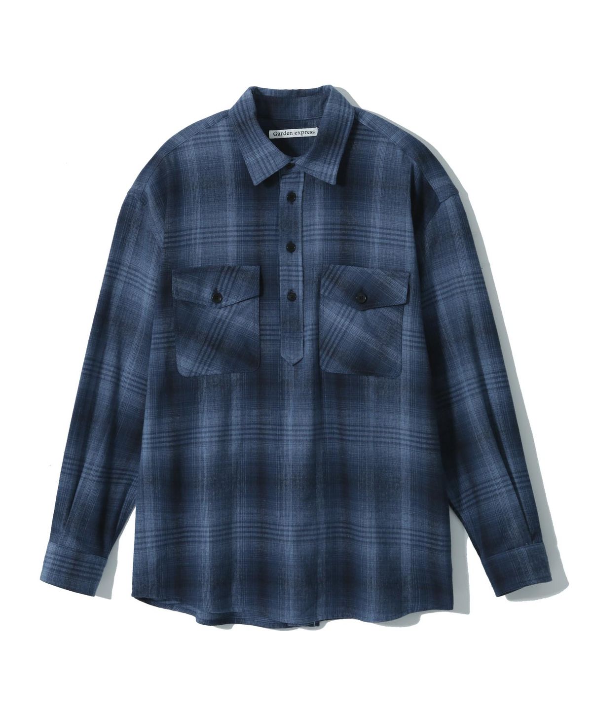 가든익스프레스(GARDEN EXPRESS) Half-Open Check Shirt (blue)