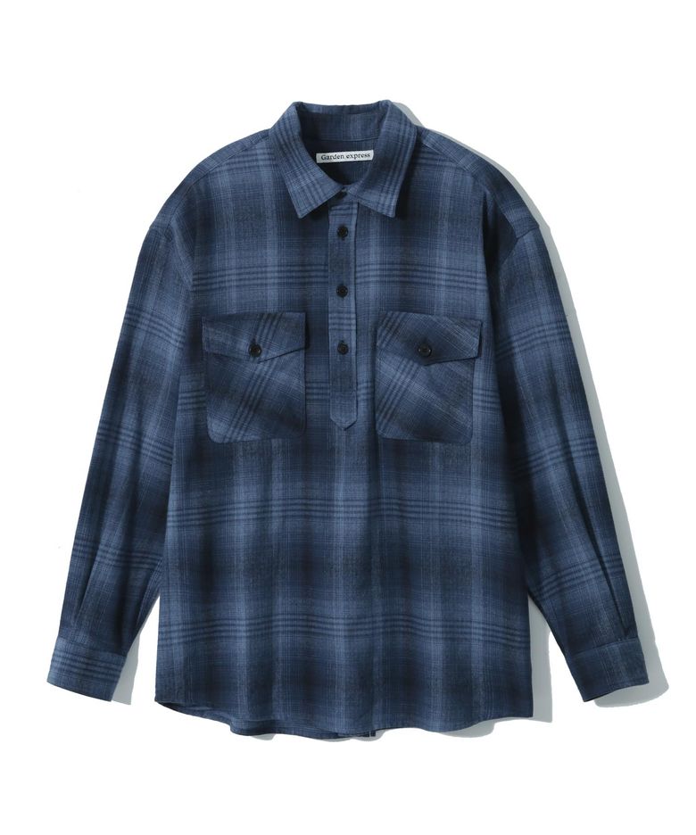 Half-Open Check Shirt (blue)