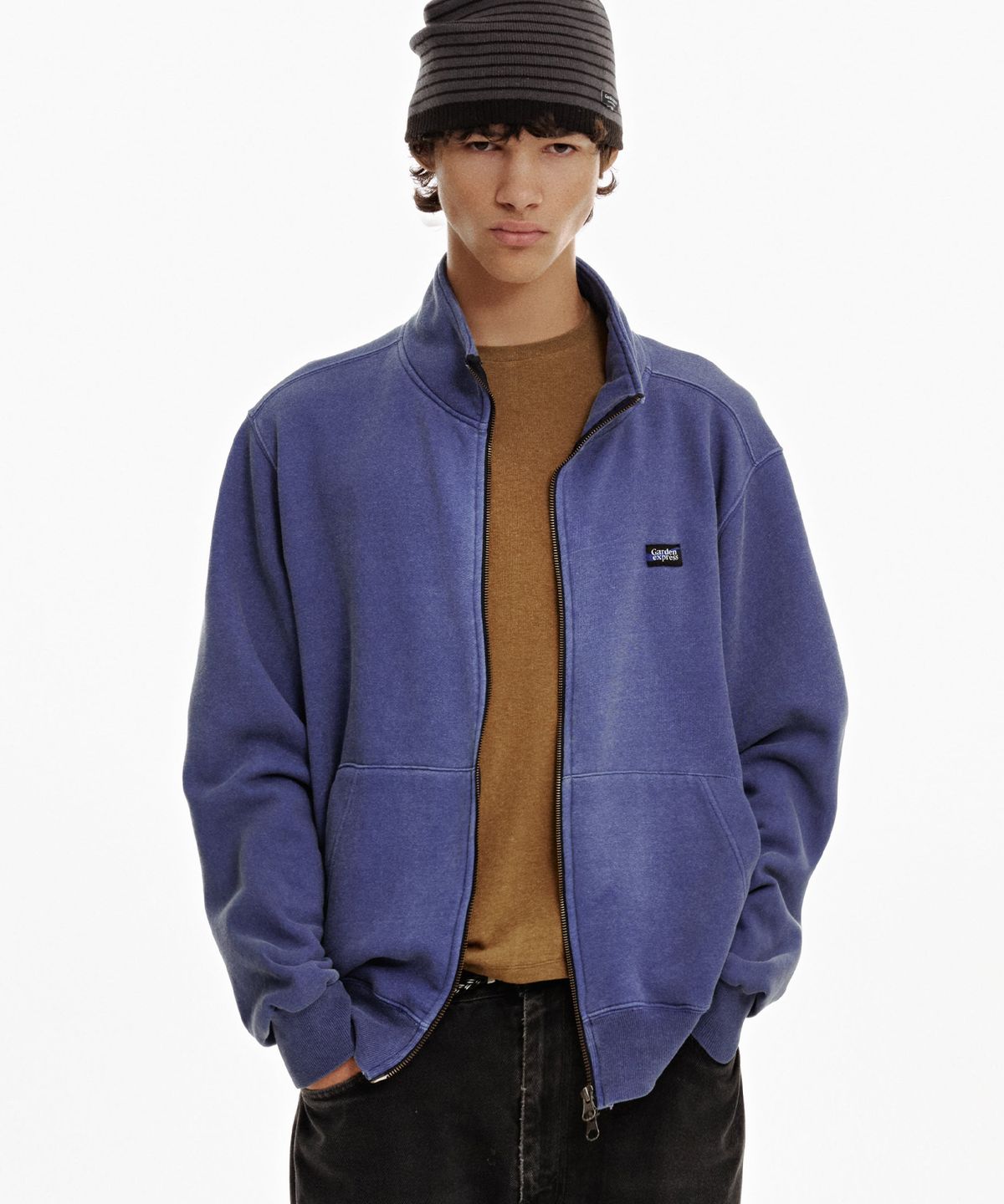 가든익스프레스(GARDEN EXPRESS) High-neck Pigment Zip-up (indigo blue)