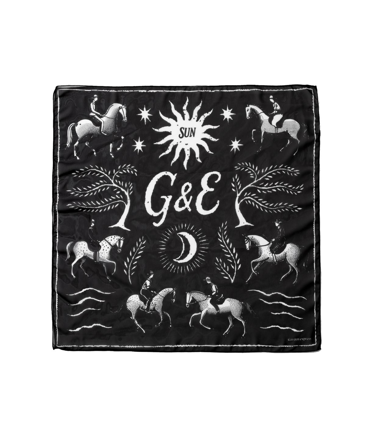 가든익스프레스(GARDEN EXPRESS) Horse Graphic Scarf 60×60 (black)