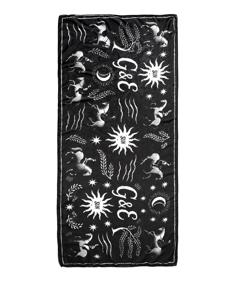 Horse Graphic Scarf 124×60 (black)