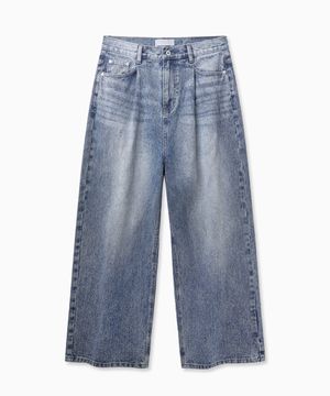 Texture Pintuck Washing Jeans (Deep Blue)