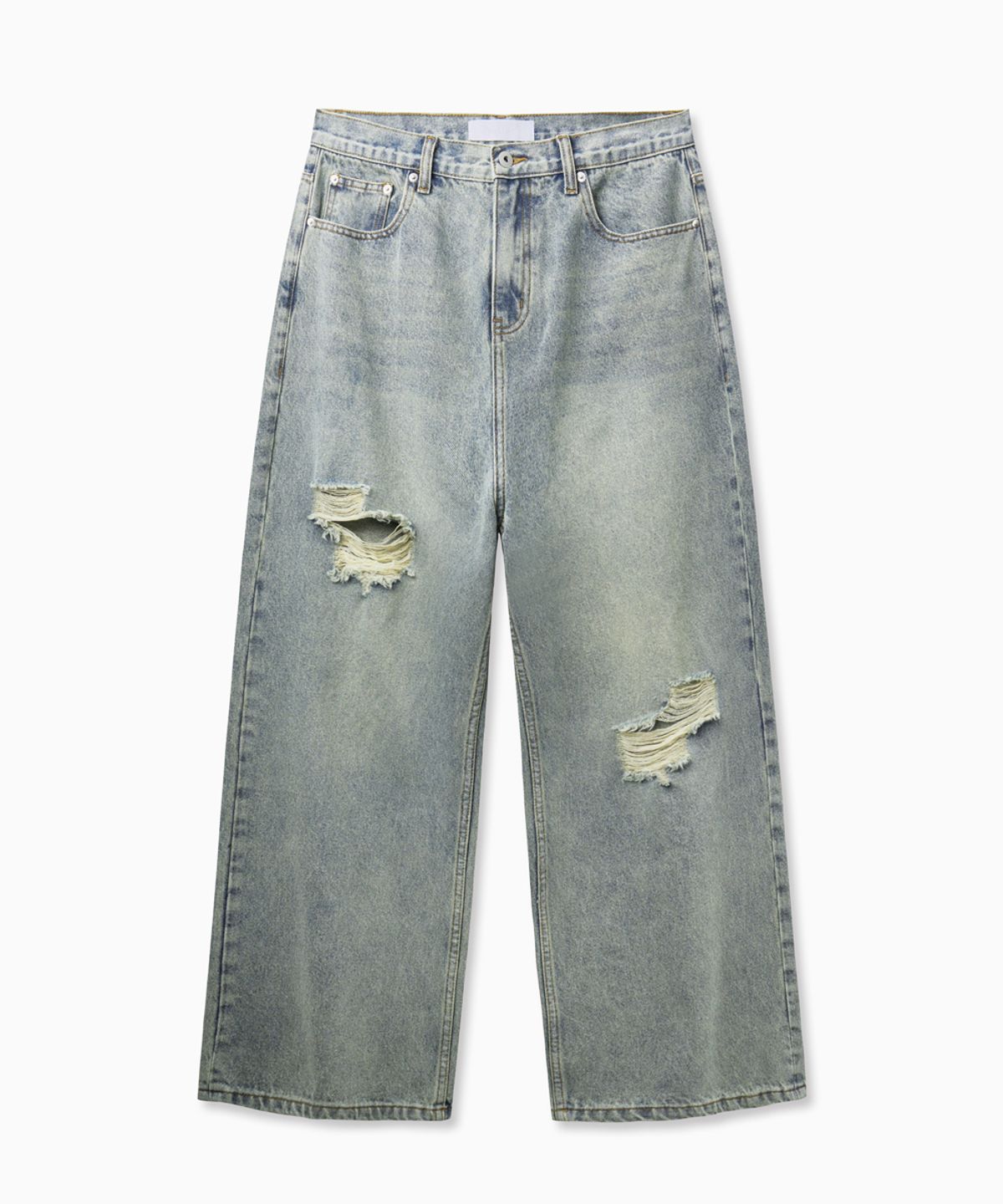 노페이머스(NOFAMOUS) Damage Washed Wide Jeans (Light Blue)