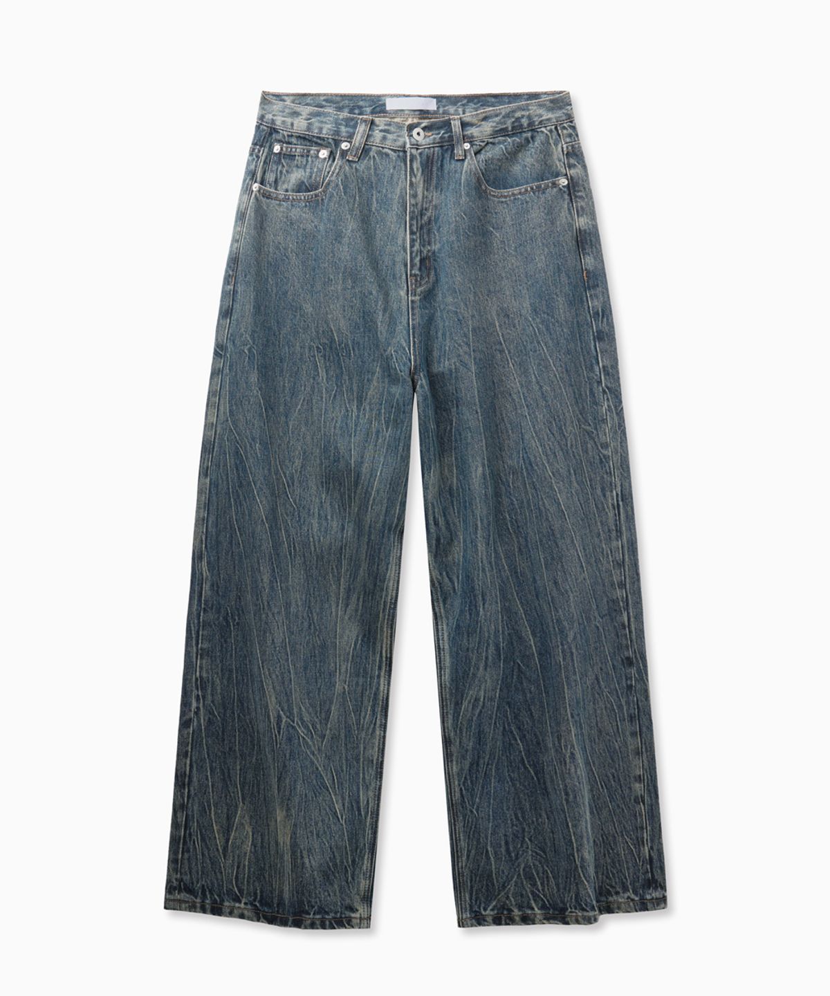 노페이머스(NOFAMOUS) Wrinkle Washing Wide Jeans (Blue)