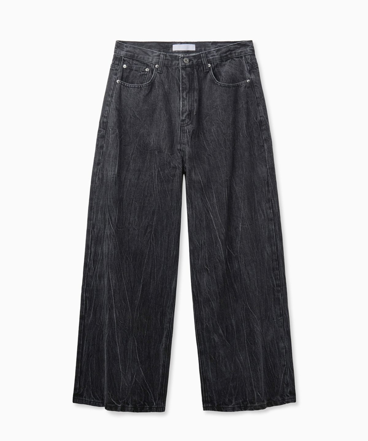 노페이머스(NOFAMOUS) Wrinkle Washing Wide Jeans (Black)