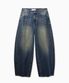 Curved Balloon Washing Jeans (Blue)