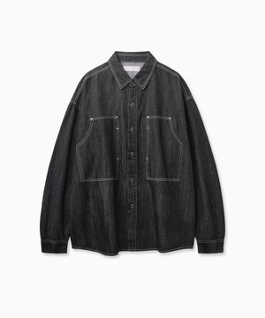 Carpenter Pocket Denim Shirts (Black)