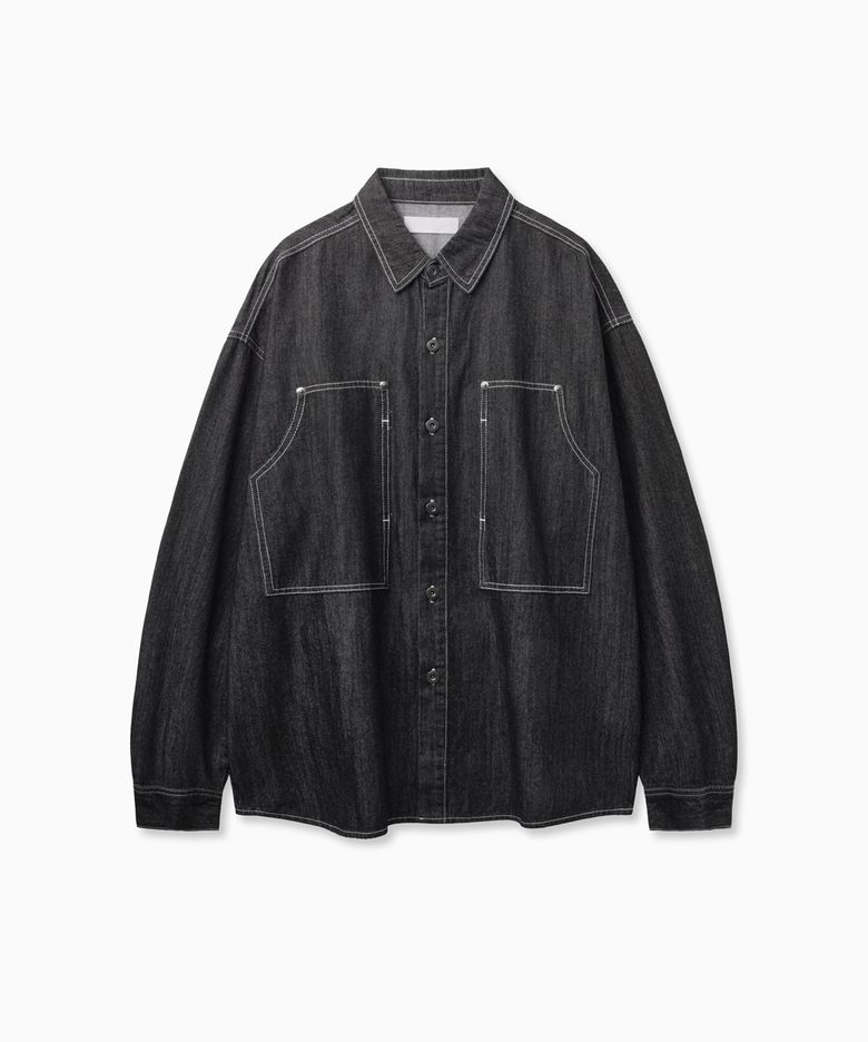 Carpenter Pocket Denim Shirts (Black)