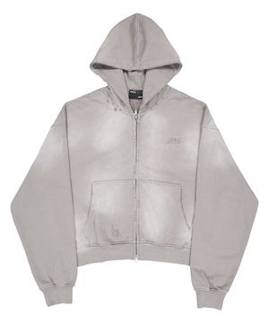 FORCE WASHED HOODIE ZIP-UP CROPFIT GR