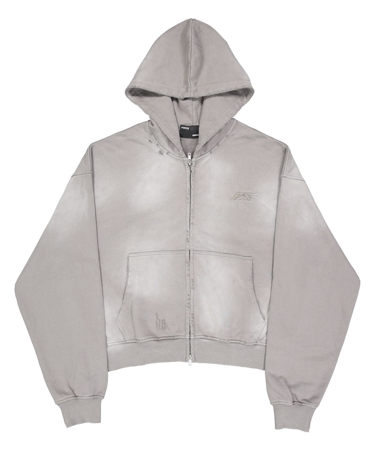 포스센스티브(FORCESENSITIVE) FORCE WASHED HOODIE ZIP-UP CROPFIT GR