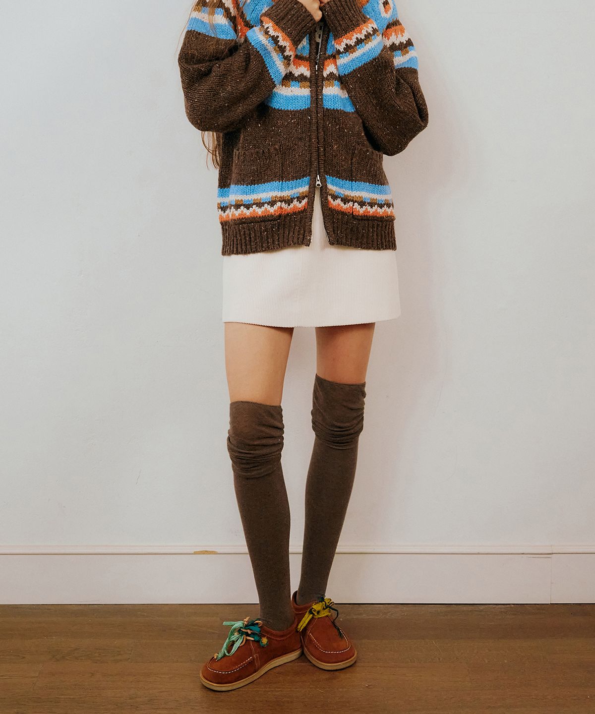 그린버터(GREENBUTTER) Corduroy Mini Skirt (Cream)
