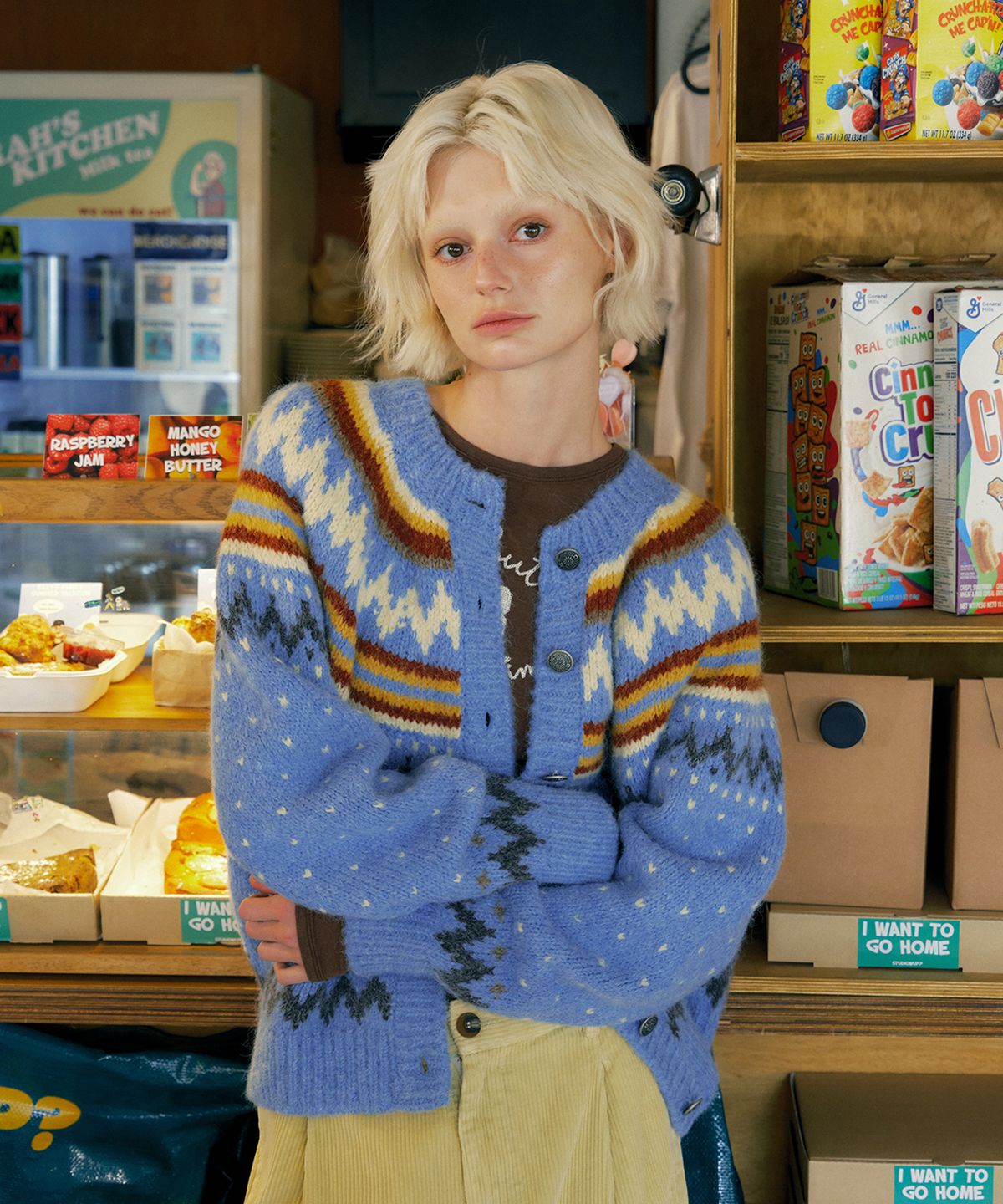 그린버터(GREENBUTTER) Poca Pocket Cardigan (L/Blue)