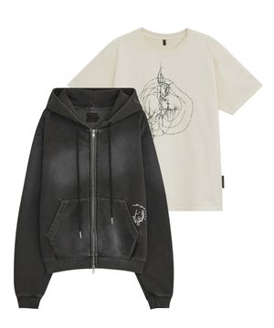 PIG BRUSHED HOOD ZIPUP [SET]