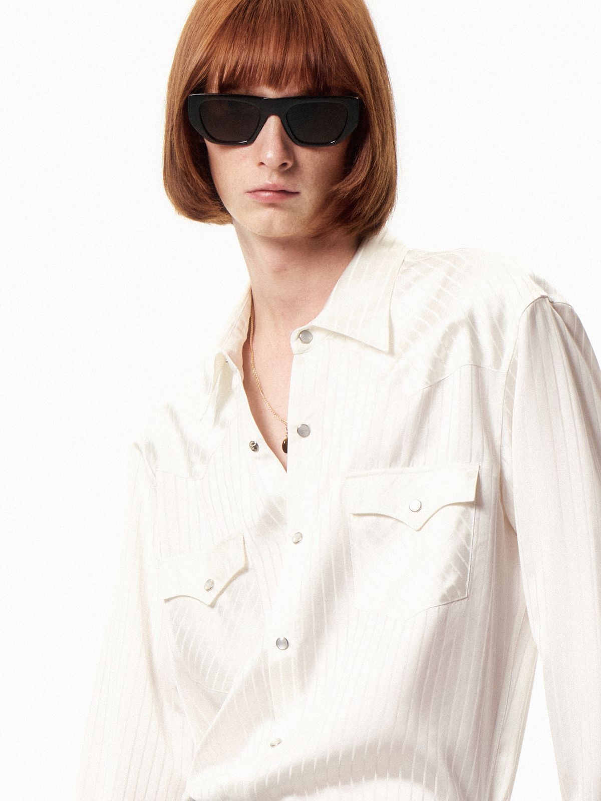 쿠르베(COURBE) Striped Wester Shirt (Whire)