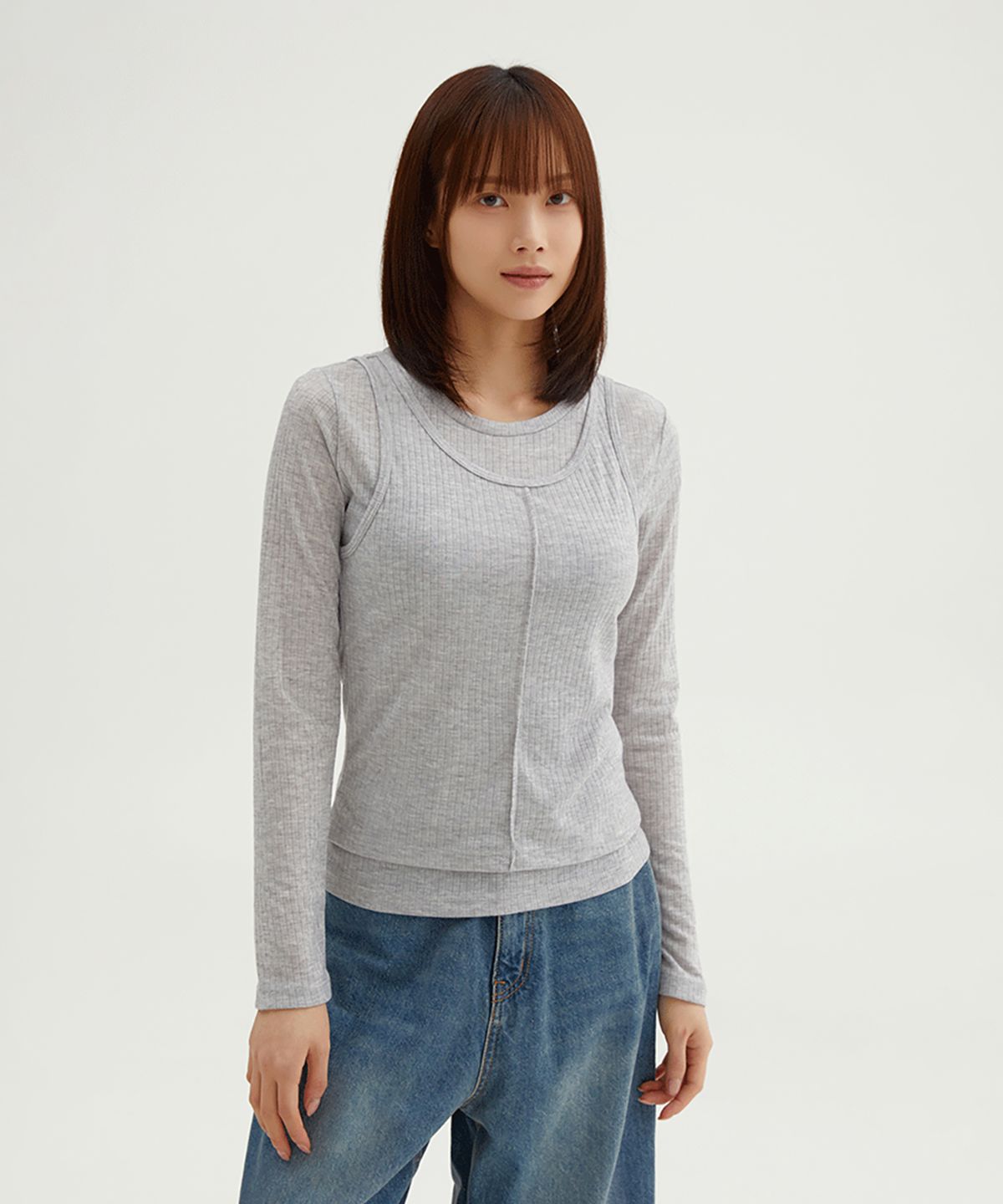 스파오(SPAO) 나시 레이어드 긴팔티_SPLWF49G05